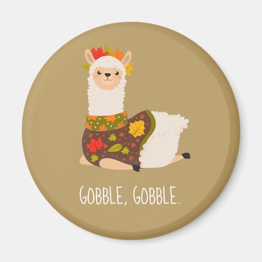 Funny Llama Turkey Thanksgiving Magneet (Voorkant)
