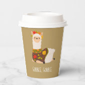 Funny Llama Turkey Thanksgiving Papieren Bekers (Achterkant)