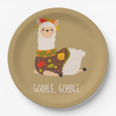Funny Llama Turkey Thanksgiving Papieren Bordje (Voorkant)
