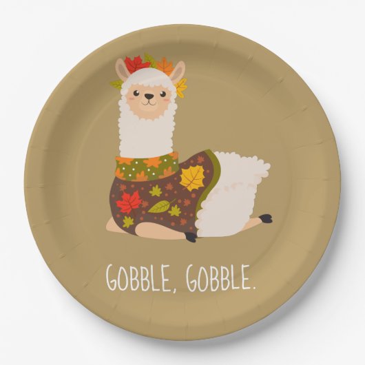 Funny Llama Turkey Thanksgiving Papieren Bordje (Voorkant)