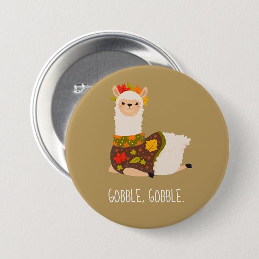 Funny Llama Turkey Thanksgiving Ronde Button 7,6 Cm (Voorkant /achterkant)