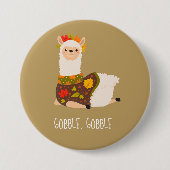 Funny Llama Turkey Thanksgiving Ronde Button 7,6 Cm (Voorkant)