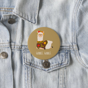 Funny Llama Turkey Thanksgiving Ronde Button 7,6 Cm