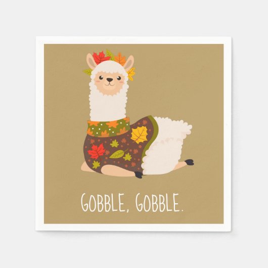 Funny Llama Turkey Thanksgiving Servet (Voorkant)