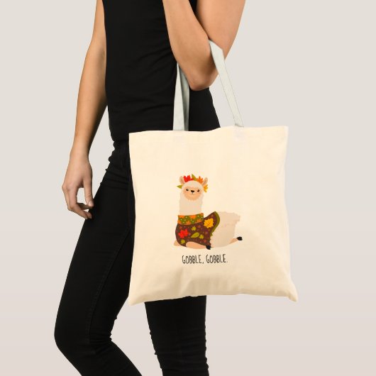 Funny Llama Turkey Thanksgiving Tote Bag (Voorkant (product))