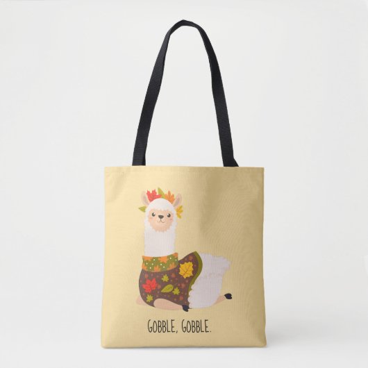 Funny Llama Turkey Thanksgiving Tote Bag (Voorkant)