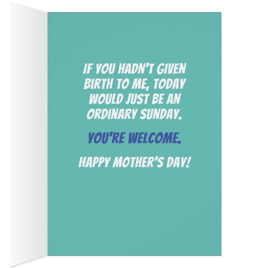 Funny Llama vertelt het je, Moederdag Kaart (Binnen (Rechts))