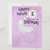 Funny Llama Virtual Happy Birthday Feestdagenkaart (Voorkant)