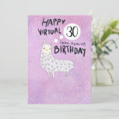 Funny Llama Virtual Happy Birthday Feestdagenkaart (Staand voorkant)