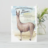 Funny Llama Waterverf Wedding Postponed Kaart (Staand voorkant)