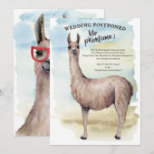 Funny Llama Waterverf Wedding Postponed Kaart (Voorkant / Achterkant)