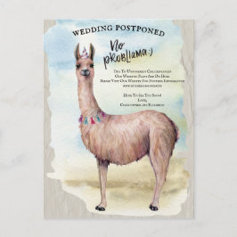 Funny Llama Wedding Postponed Date Change Briefkaart