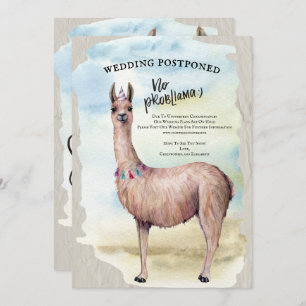 Funny Llama Wedding Postponed Date Change Kaart