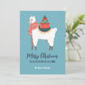 Funny Llama Winter Holiday Merry Kerstmis Feestdagenkaart (Staand voorkant)
