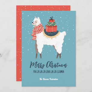 Funny Llama Winter Holiday Merry Kerstmis Feestdagenkaart