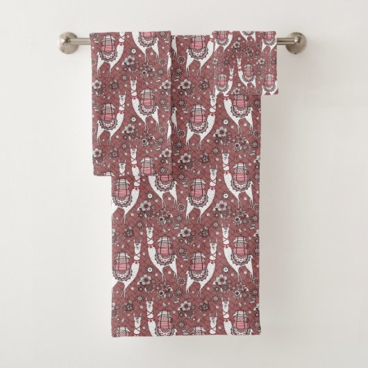 Funny Llamas Pattern Bad Handdoek (Insitu)