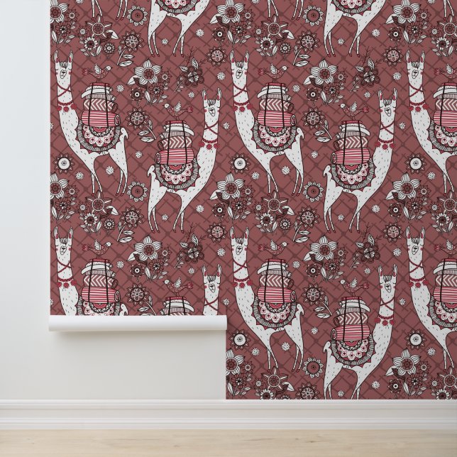 Funny Llamas Pattern Behang (Applicatie)