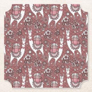 Funny Llamas Pattern Kartonnen Onderzetters