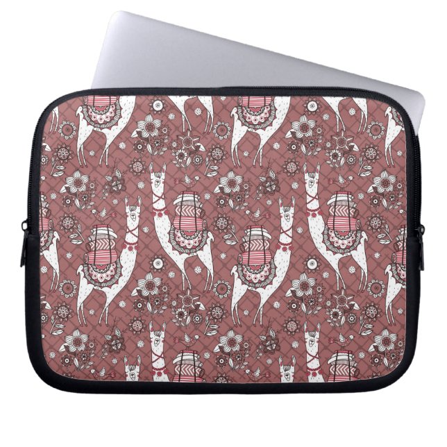 Funny Llamas Pattern Laptop Sleeve (Voorkant)
