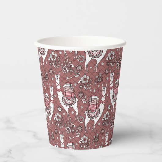 Funny Llamas Pattern Papieren Bekers (Voorkant)