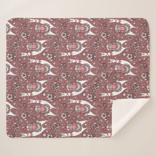 Funny Llamas Pattern Sherpa Deken (Voorkant (horizontaal))