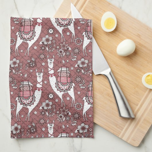 Funny Llamas Pattern Theedoek (Quarter Fold)