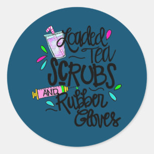 Funny Loaded thee schrobt rubberhandschoenen Tie D Ronde Sticker