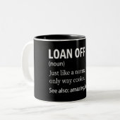 Funny Loan Officer Definition Tweekleurige Koffiemok (Voorkant links)