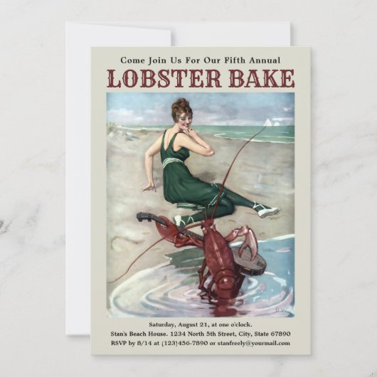 Funny Lobster Bake Invitation Sjabloon Kaart (Voorkant)