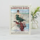 Funny Lobster Bake Invitation Sjabloon Kaart (Staand voorkant)