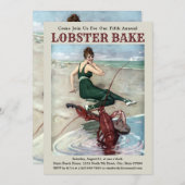 Funny Lobster Bake Invitation Sjabloon Kaart (Voorkant / Achterkant)