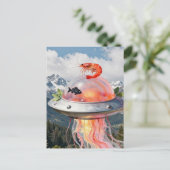 Funny Lobster Fish Surreal Jellyfish UFO Collage Briefkaart (Staand voorkant)