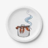 Funny Lobster in een Pot Papieren Bordje (Voorkant)