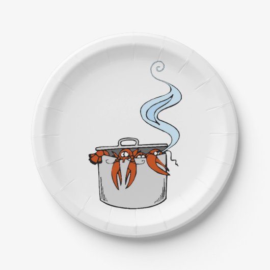 Funny Lobster in een Pot Papieren Bordje (Voorkant)
