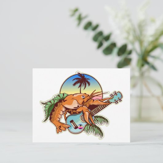 funny lobster playing a ukulele briefkaart (Staand voorkant)