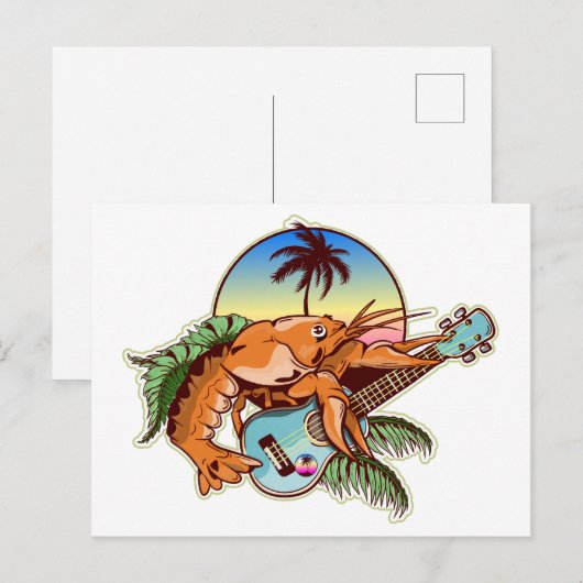funny lobster playing a ukulele briefkaart (Voorkant / Achterkant)
