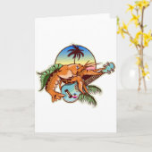 funny lobster playing a ukulele kaart (Gele Bloem)