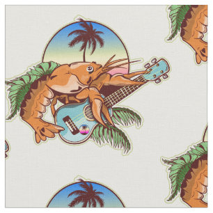 funny lobster playing a ukulele stof