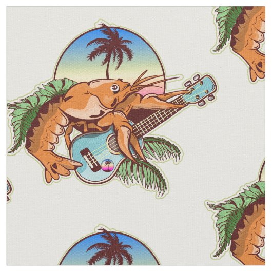funny lobster playing a ukulele stof (Close Up)