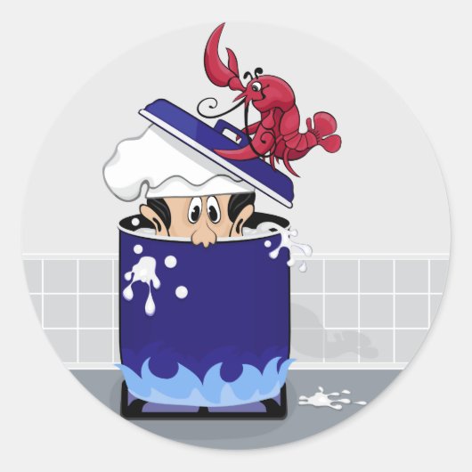 Funny Lobster Ronde Sticker (Voorkant)