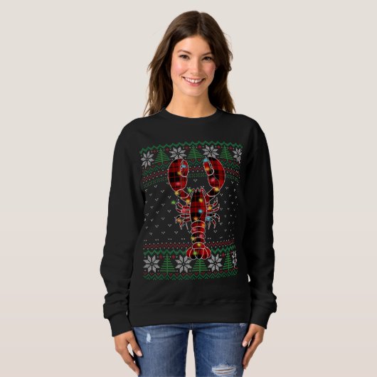 Funny Lobster Ugly Sweater Christmas Animals Light (Voorkant volledig)