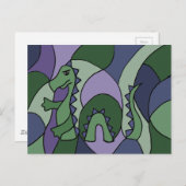 Funny Loch Ness Monster Abstracte Art Briefkaart (Voorkant / Achterkant)