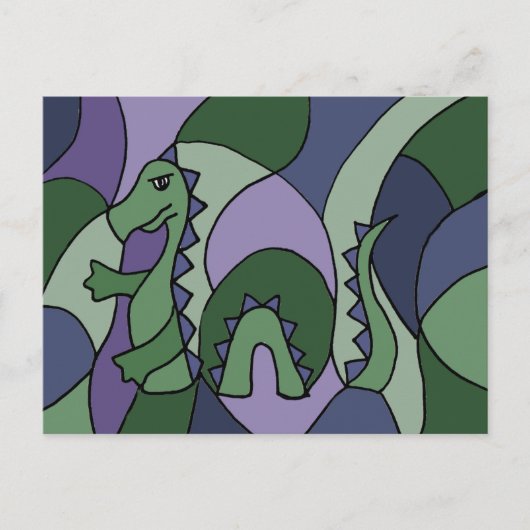 Funny Loch Ness Monster Abstracte Art Briefkaart (Voorkant)
