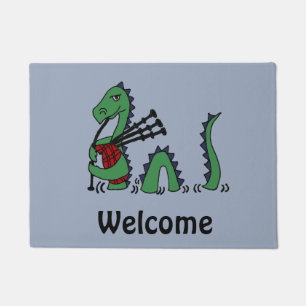 Funny Loch Ness Monster die Bagpipe Doormat Deurmat