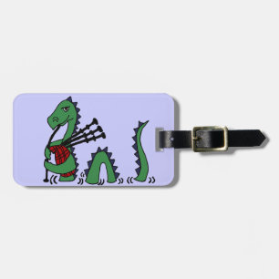 Funny Loch Ness Monster die Bagpipes afspeelt Bagagelabel