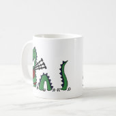 Funny Loch Ness Monster die Bagpipes afspeelt Koffiemok (Voorkant links)