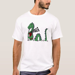 Funny Loch Ness Monster die Bagpipes afspeelt T-shirt