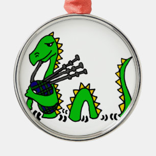 Funny Loch Ness Monster die Blauwe Bagpipes afspee Metalen Ornament