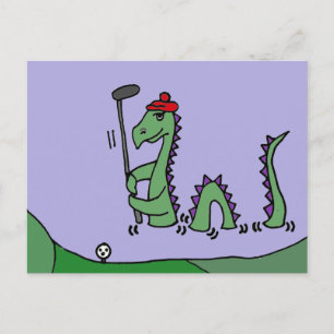Funny Loch Ness Monster die Golf speelt Briefkaart