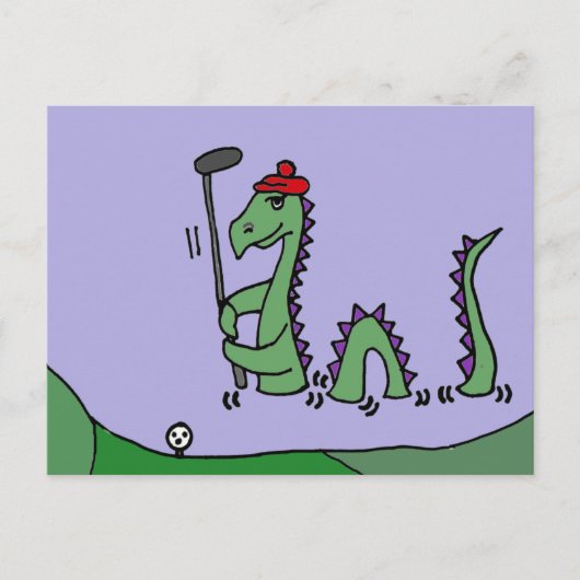 Funny Loch Ness Monster die Golf speelt Briefkaart (Voorkant)